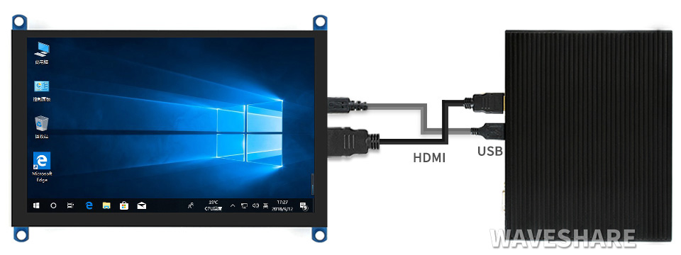 Pi Display 5 HDMI 800x480 Capacitive Touchscreen USB