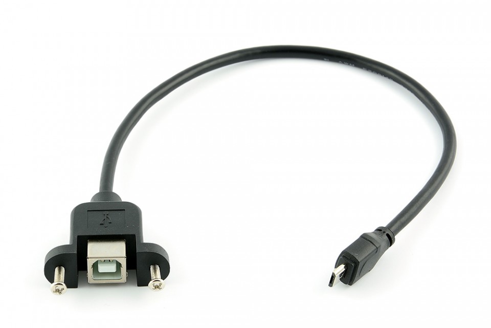 Panel Mount Extension USB Cable - Micro B Male to Micro B Female