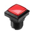Arcade Push Button Square Illuminated - Red 33x33mm