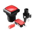 Arcade Push Button Square Illuminated - Red 33x33mm