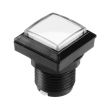 Arcade Push Button Square Illuminated - White 33x33mm