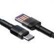 Καλώδιο USB A Αρσενικό σε C Αρσενικό 5A/40W - 1m Υφασμάτινο Γκρι