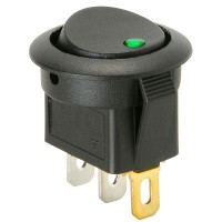 Rocker Switch - Round w/ Green LED
