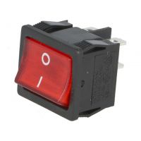 Rocker Switch ON-OFF DPST 6A/250VAC - with NEON LAMP