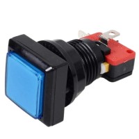 Arcade Push Button Square Illuminated - Blue 33x33mm