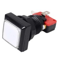 Arcade Push Button Square Illuminated - White 33x33mm