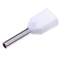 Bootlace Ferrule Insulated 0.5mm L8mm Double - White - Pack of 100