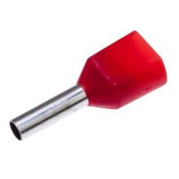 Bootlace Ferrule Insulated 1mm L8mm Double - Red - Pack of 100