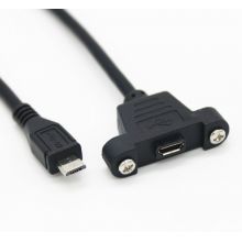 Panel Mount MicroUSB Cable - Male to Female 50cm