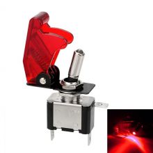 Toggle Switch with LED and Cover - Red 12V