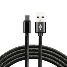 USB-A Cable Male to USB-C Male - 1.2m Braided Black 3A