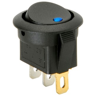 Rocker Switch - Round w/ Blue LED