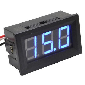 Βολτόμετρο DC 0-100V Τριών Καλωδίων - Μπλε 0.56"