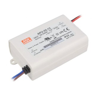 Τροφοδοτικό Led 12V 3A 36W IP30 MeanWell - APV-35-12