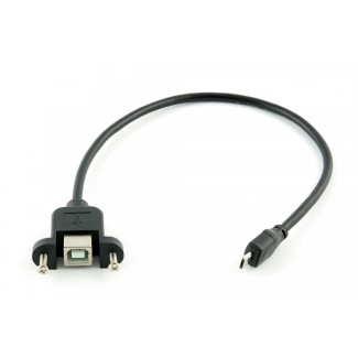 Panel Mount USB Cable - B Female to Micro-B Male