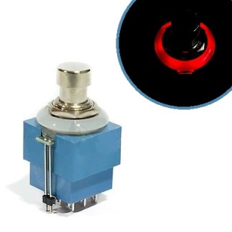 Stomp Switch 3PDT Latching - with Solder Lugs (LED Red)