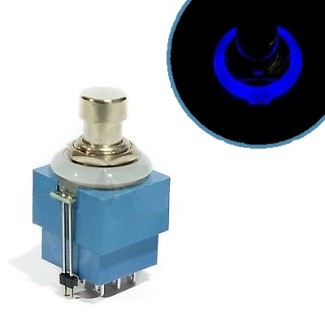 Stomp Switch 3PDT Latching - with Solder Lugs (LED Blue)