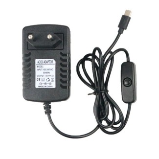 Τροφοδοτικό 5V 3A - Output USB-C με Διακόπτη (για Raspberry Pi 4)