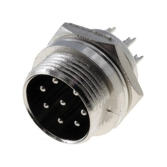 Microphone Connector Male 8-Pin - Panel Mount