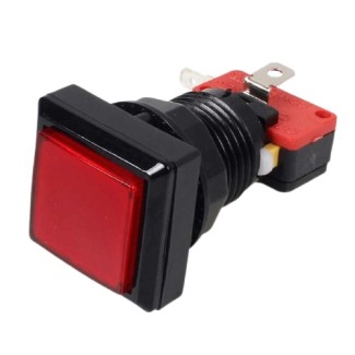 Arcade Push Button Square Illuminated - Red 33x33mm