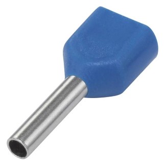 Bootlace Ferrule Insulated 0.75mm L8mm Double - Blue - Pack of 100