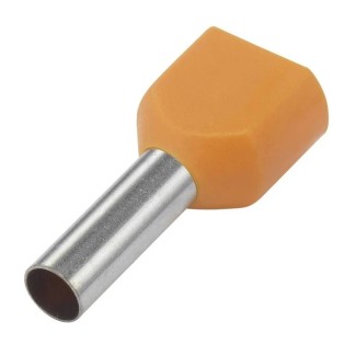 Bootlace Ferrule Insulated 4mm L12mm Double - Orange - Pack of 100