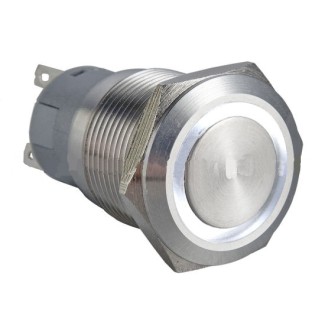 Metal Pushbutton - Latching (19mm, White)