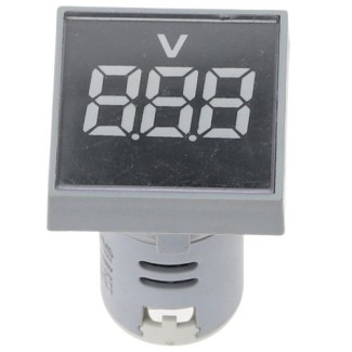 Panel Mount Square 22mm Volt Meter - 20-500VAC - White