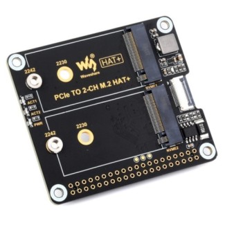 Waveshare PCIe to 2-ch M.2 HAT+ 2230/2242 Adapter