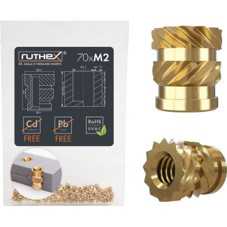 Ruthex Threaded Insert M2 - Pack of 70, Σπείρωμα: M2