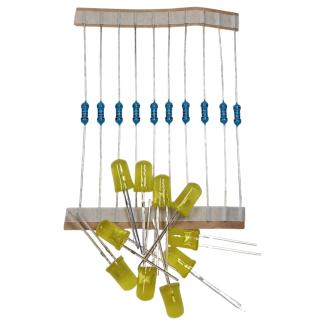 LED Yellow Diffused 5mm & Resistor 200Ω - 10pcs, Led Color: Yellow
