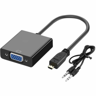Micro HDMI to VGA with Audio & Power Ports - Black