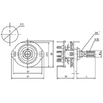 Rotary Switch 12-Position 1-Pole PCB