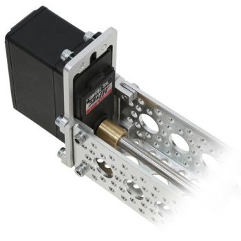 shown attached to servo and aluminum channel