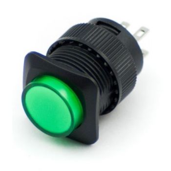 Illuminated Push Button - Momentary (16mm, Green)