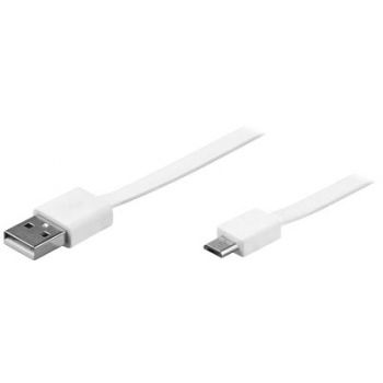 Καλώδιο Πλακέ USB 2.0 A σε USB B micro 1m Λευκό