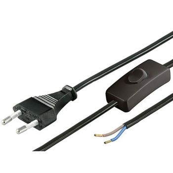 Cable Power AC Plug 2P to Wire with Switch - 2.5A 1.5m