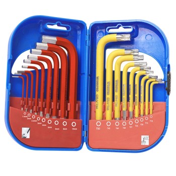 Hexagon & Torx Keys Short Arm - Set of 18 - 1.5-10mm / TX10-50 - Workpro