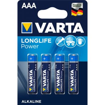 Battery Varta Alkaline Longlife Power LR61 1.5V AAA (4pack) - 1250mAh