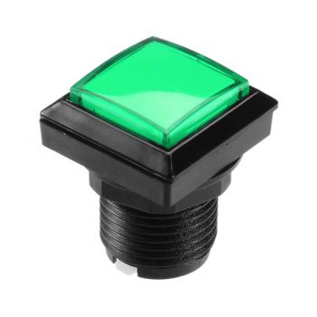 Arcade Push Button Square Illuminated - Green 33x33mm