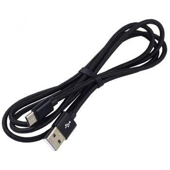 Καλώδιο USB A Αρσενικό σε C Αρσενικό - 1.2m Υφασμάτινο Μαύρο 3A