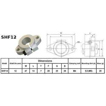 Horizontal Axis Bracket - SHF12 - 2pcs