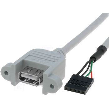 Panel Mount USB-A to 5-pin Female Header Cable