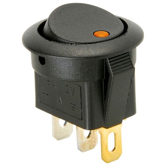 Rocker Switch - Round w/ Orange LED