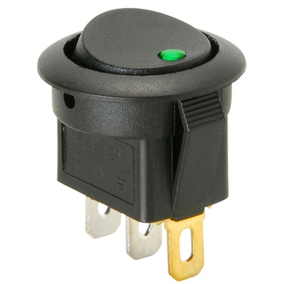 Rocker Switch - Round w/ Green LED