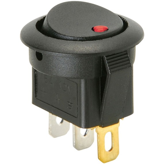 Rocker Switch - Round w/ Red LED