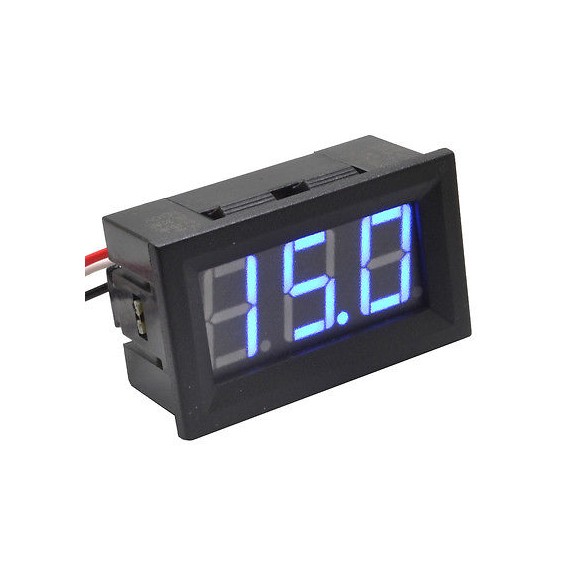 Βολτόμετρο DC 0-100V Τριών Καλωδίων - Μπλε 0.56"