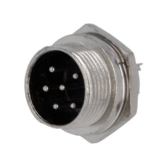 Microphone Connector Male 6-Pin - Panel Mount