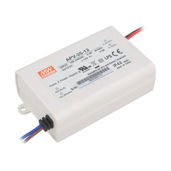 Τροφοδοτικό Led 12V 3A 36W IP30 MeanWell - APV-35-12