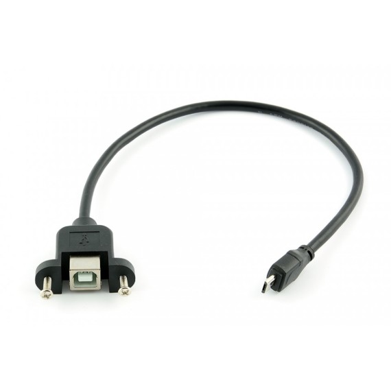 Panel Mount USB Cable - B Female to Micro-B Male